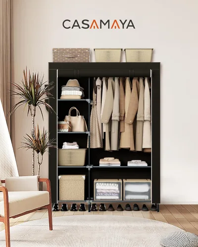 Miniatura 2 de CASAMAYA Armario portátil, armario de gran capacidad de 48 pulgadas, organizador de almacenamiento de ropa con estantes y barra para colgar, fácil