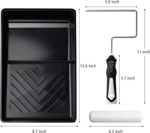 Miniatura 7 de Kit de rodillo de pintura Mister Rui, paquete de 9 unidades de rodillo de pintura de espuma de alta densidad de 15 cm, bandeja de pintura con forro