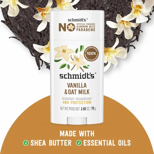 Miniatura 4 de Schmidt's Desodorante vegano sin aluminio con vainilla y leche de avena con protección contra olores las 24 horas, para mujeres y hombres