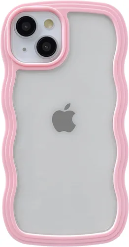 Miniatura 10 de Caseative Funda para iPhone 13, color negro Forma de marco de onda rizada linda a prueba de golpes suave