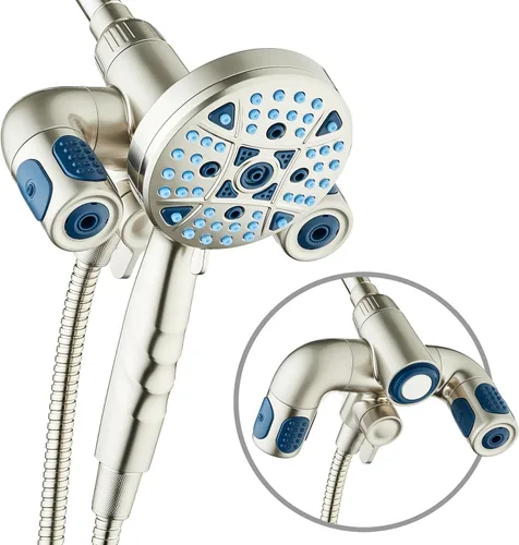 AquaCare Polaris - Cabezal de ducha multizona de alta presión de 208 ajustes y sistema combinado de mano de 3 vías, mango de acoplamiento magnético,