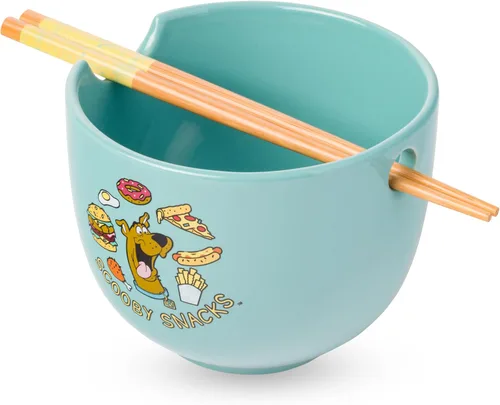 Miniatura 16 de Silver Buffalo Five Nights at Freddy's Freddy Fazbear - Cuenco de cerámica para fideos ramen y arroz con diseño de caja de pizza, con palillos