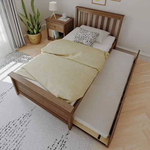 Miniatura 7 de Max & Lily Cama individual, base de cama con cabecera para niños con cajón deslizable, rejilla, color nogal