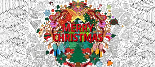 Dvbonike Póster Jumbo de Mandala Navideño para Colorear Póster Gigante de Papel Feliz Navidad para Colorear Póster DIY de Dibujo en Blanco Arte de