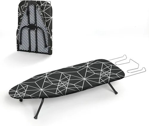 Miniatura 15 de Tabla de Planchar de Mesa con Soporte para Plancha, RAINHOL Tabla de Planchar Pequeña Plegable con Funda y Almohadilla, Mini Mesa de Plancha Negro