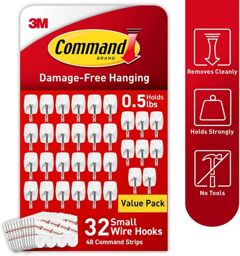Miniatura 3 de Command - Ganchos de alambre (tamaño pequeño), color blanco