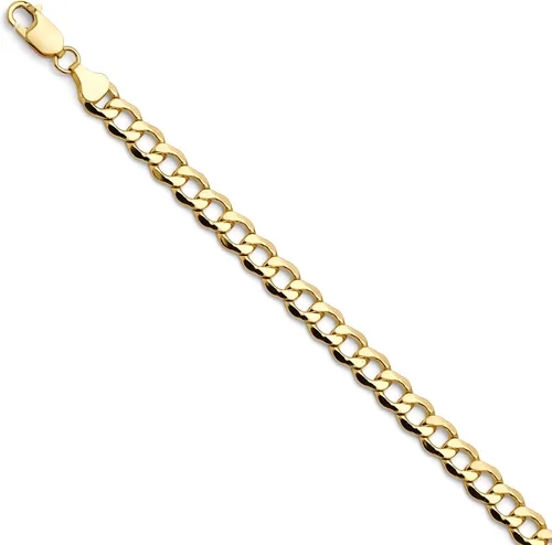 Miniatura 17 de 14k REAL Yellow/Two Tone Gold Bevelled Hollow 11mm, 9mm, 6.5mm, 5mm, 4.5mm, 3.5mm, 2.5mm, 2mm Cuban Curb Chain Necklace/Bracelet with Lobster Claw