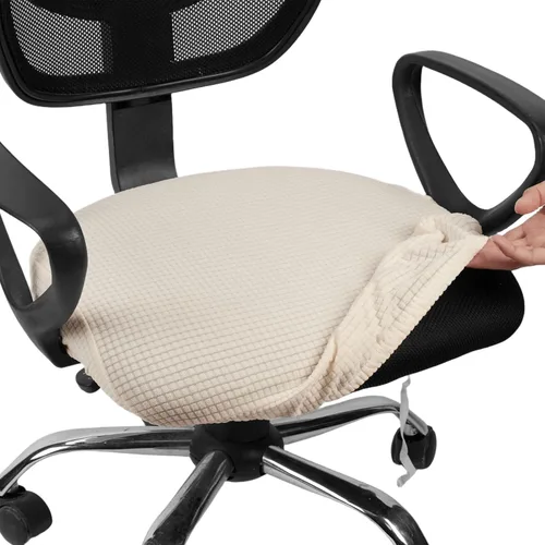 Miniatura 17 de Melaluxe Funda para silla de oficina de jacquard elástico, extraíble y lavable, funda de asiento giratoria para silla de escritorio, color negro