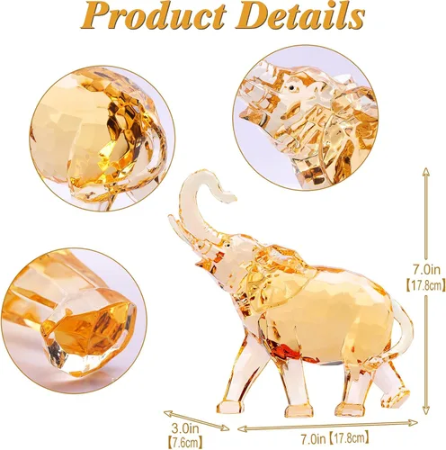 Miniatura 2 de Figuras de elefante acrílico transparente con acabado de cristal, estatuas africanas de alta gama para decoración del hogar, elefante con tronco
