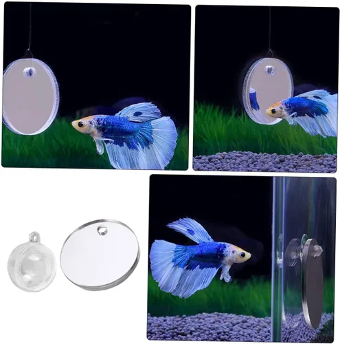 Miniatura 3 de Espejo flotante de pecera Betta con espejo acrílico y cuerda para ejercicio Betta y decoración de acuario pequeño, 1.57 x 1.57 x 0.19 pulgadas