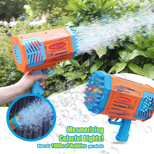 Miniatura 2 de Doohickey Bubble Blaster - Juguete para niños, pistola recargable para hacer burbujas, 1000 burbujas por minuto, solución de 2 burbujas, perfecta