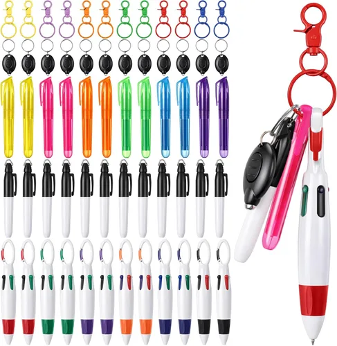 Miniatura 9 de 60 piezas de mini bolígrafos para enfermeras con clip de insignia, mini resaltador, bolígrafo LED retraíble de neón para enfermeras, llavero