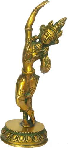Purpledip Latón Ídolo Reina Maya de Sakya, Madre de Gautam Buda: Estatua Vintage Acabado Oro (12155)