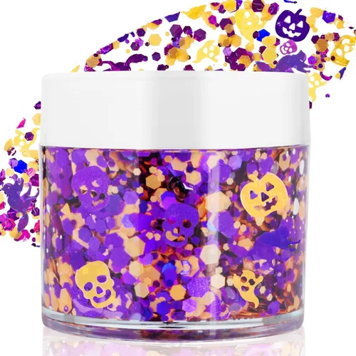 Miniatura 27 de Gel de purpurina blanca para la cara, purpurina corporal de sirena, festival, rave, carnaval, Halloween, cabello, lentejuelas para el cabello