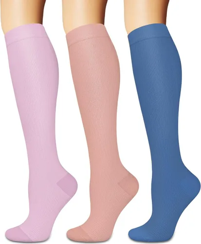 Miniatura 24 de Calcetines de compresión para mujeres y hombres circulación (3 pares) son el mejor apoyo para correr, atletismo, ciclismo, senderismo 01 Negro