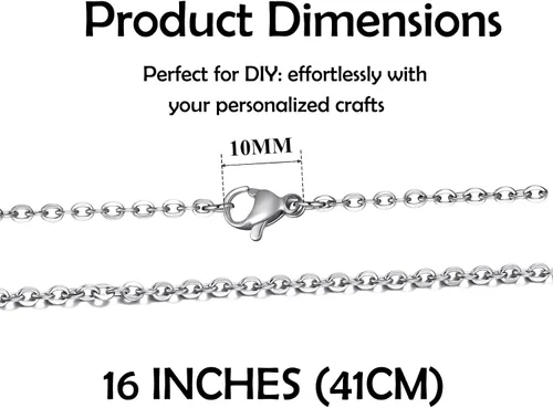 Miniatura 2 de Paquete de 24 cadenas de collar de acero inoxidable para fabricación de joyas, 16 pulgadas