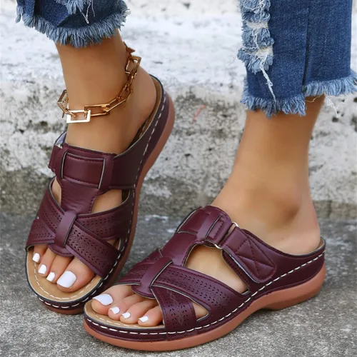 Miniatura 17 de Ladmiple Sandalias ortopédicas florales de moda 2023 con soporte de arco, zapatillas romanas casuales con puntera abierta