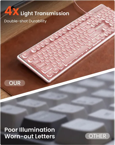 Miniatura 3 de SEUNKWANG EWEADN GX710S Teclados Retroiluminados para Computadora, Teclado USB con Cable con Retroiluminación Blanca, Panel de Metal, Plug and Play