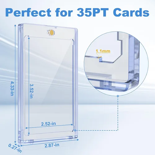 Miniatura 4 de Tarjetero magnético de 100 quilates para tarjetas intercambiables, protectores de tarjetas de béisbol ultra transparentes de 35 puntos, protectores
