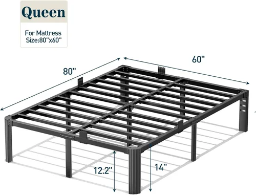 Miniatura 3 de Base de cama individual de 14 pulgadas, 3500 libras, plataforma de metal resistente sin ruido con retenedores de tapones de colchón, compatible