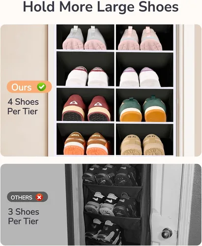 Miniatura 3 de ULG Organizador de zapatos sobre la puerta con 16 bolsillos grandes, zapatero colgante para puerta de armario, almacenamiento de zapatos que ahorra