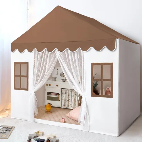 Tienda de campaña para niños con alfombra, tienda de campaña grande para interiores para niñas y niños, tienda de campaña para niños pequeños, Marrón
