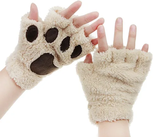 Miniatura 16 de FakeFace Lindos guantes de felpa de piel sintética sin dedos para niñas y mujeres