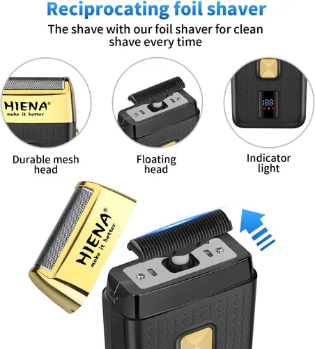 Miniatura 6 de HIENA PRO Juego de cortapelos profesional, kit de peluquero inalámbrico y juego de corte de cabello, afeitadoras eléctricas de aluminio