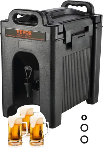 VEVOR Dispensador de Bebidas Aislado, 2.5 Galones, Servidor de Bebidas Calientes y Frías de LDPE Grado Alimenticio, Dispensador Enfriador de Bebidas
