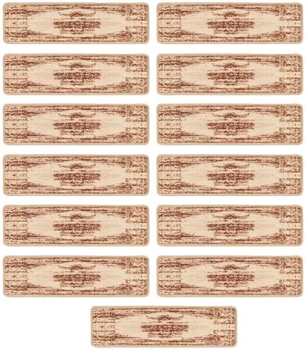 Miniatura 14 de Benissimo, Alfombras antideslizantes para peldaños de escalera, juego de 13 (9 x 32 pulgadas), para peldaños de madera de interior, diseño impreso