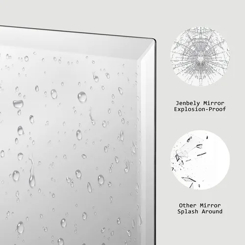 Miniatura 5 de Espejo rectangular sin marco de 22 x 30 pulgadas, espejo de baño biselado, espejo de pared sin marco con borde biselado de 1 pulgada para tocador