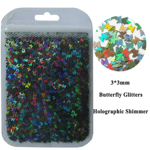 Miniatura 4 de LoveOurHome 2.12 oz con forma de mariposa, copos de purpurina gruesos, Mylar holográfico, lentejuelas, confeti, destellos, manicura, decoración