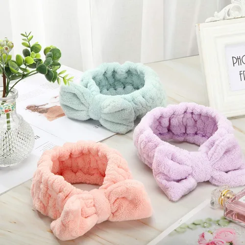 Miniatura 5 de 3 unidades de diadema para lavar la cara, diadema para maquillaje, diadema de spa, toalla, banda de pelo de rizo, diadema con moño de microfibra