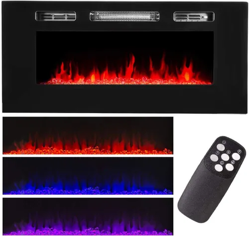 Miniatura 8 de XtremepowerUS Chimenea eléctrica empotrada doble en pared/montado en la pared Calentador eléctrico Chimenea 750W 1500W (50")