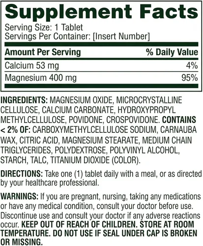 Miniatura 4 de Magnesio 400mg – 250 tabletas, suplemento de magnesio de alta potencia, tabletas diarias de magnesio para hueso, nervio, músculo y apoyo cardíaco