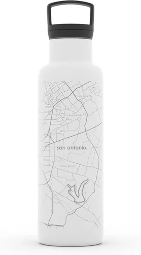 Miniatura 52 de Well Told Botella de agua aislada con mapa de Washington DC grabado, botella de acero inoxidable grabada (21 onzas, blanco) botella aislada de mapa