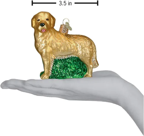 Miniatura 5 de Old World Christmas Golden Retriever - Adorno de cristal soplado para árbol de Navidad, decoración navideña artesanal, colección de perros