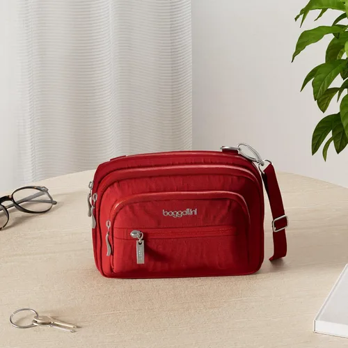 Miniatura 2 de Baggallini Bolsa cruzada pequeña con triple cremallera para mujer, 8 x 6 pulgadas, ligera, convertible