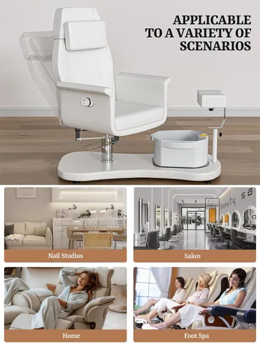 Miniatura 8 de OKAKOPA Silla de pedicura sin fontanería para tecnología de uñas, estación de pedicura portátil con soporte de pedicura y cuencos, silla de spa
