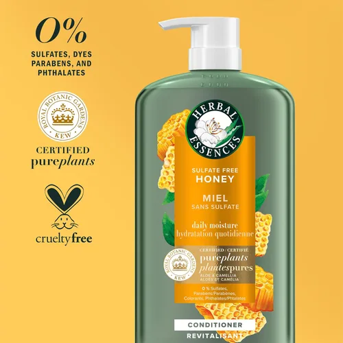 Miniatura 5 de Herbal Essences Honey - Acondicionador de humedad diario, protege y nutre el cabello seco, acondicionador hidratante con aceite de camelia