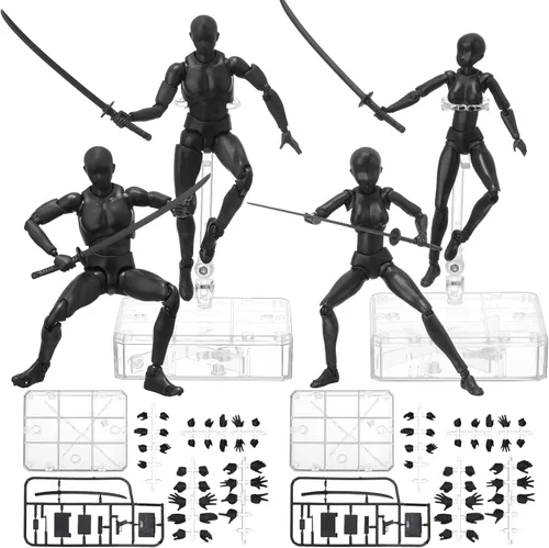 Miniatura 8 de Meooeck 4 Juegos de Figuras de Acción Modelo de Cuerpo de PVC para Artistas Maniquí de Dibujo Articulado para Pintura, Bocetos, Regalos de Beige