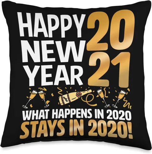 Cojines Decorativos Para Sala Regalo Decorativo de Navidad Feliz Año Nuevo 2021 Divertido Throw Pillow 16x16, Multicolor