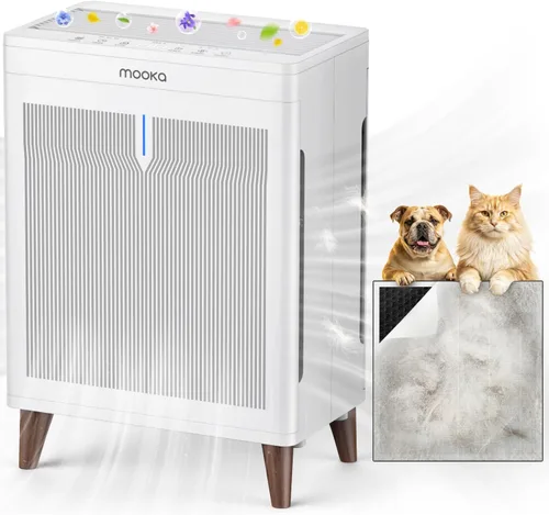 MOOKA HKB320F - Purificadores de aire para el hogar, dormitorio, habitación grande, 3000 pies cuadrados, filtro de aire HEPA de doble cara con
