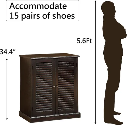 Miniatura 5 de Furniture of America Laires - Zapatero cerrado con 5 estantes, color espresso
