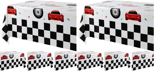 Miniatura 6 de 4 piezas de plástico para mesa de coche de carreras, suministros de decoración de fiesta temática de cumpleaños para niños
