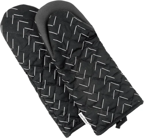 Guantes de cocina resistentes al calor con agarres antideslizantes de neopreno y bucles para colgar, juego de 2 guantes de cocina de manga larga