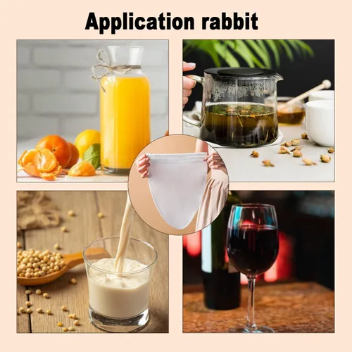 Miniatura 6 de Bolsas de malla ultra fina, colador de malla fina reutilizable con asa, colador de yogur, paños de queso, adecuado para filtrar té, yogur, jugo