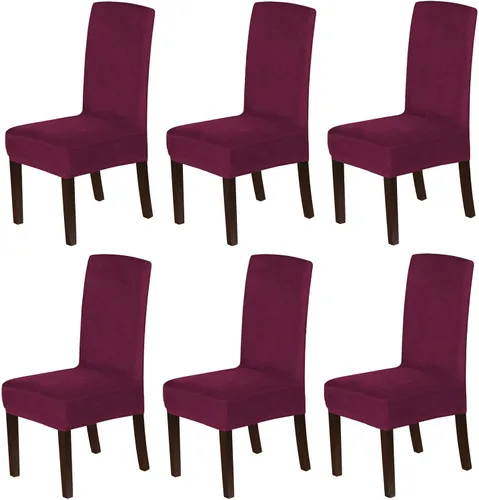 Miniatura 25 de Juego de 4 fundas de terciopelo para sillas de comedor, fundas para sillas de comedor con respaldo alto, protectores de silla de gamuza suaves