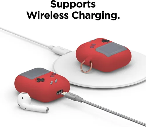 Miniatura 4 de elago AW5 - Funda compatible con AirPods 1 y 2, diseño clásico de jugador de juego con llavero, construcción de silicona duradera (rojo)
