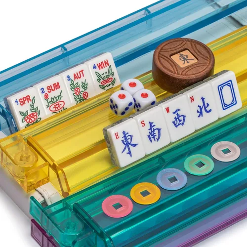 Miniatura 2 de Set de Mahjong Americano de Yellow Mountain Imports, Chinoise con Estuche de Terciopelo Suave - Soportes con Empujadores, Monedas de Puntuación